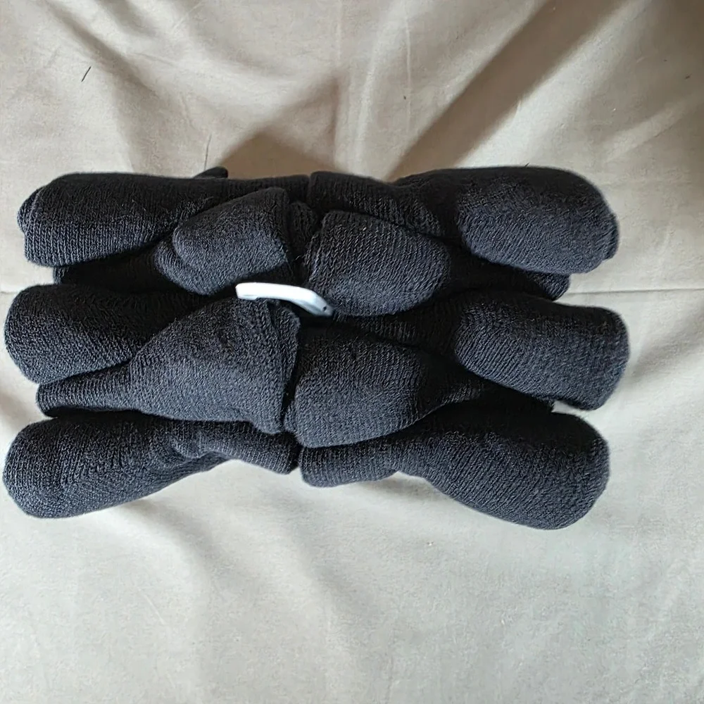 Cat & Jack Kids Crew Socks 10 Pair‎ Pack Black Cushioned Sole Size L 3-7